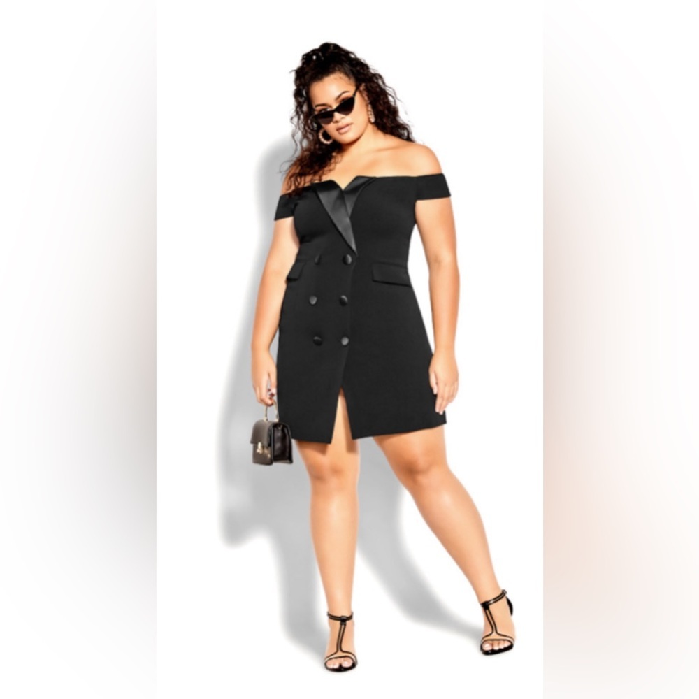 NWT City Chic Tux Mini Dress black sz. 22(XL-City Chic sizing)